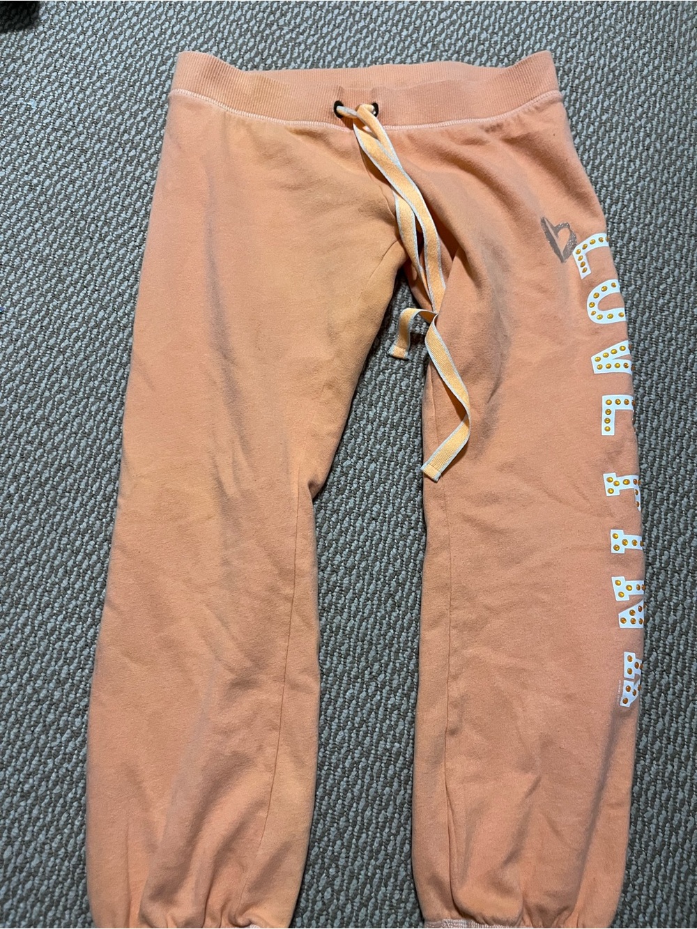 PINK Victoria's Secret Peach Drawstring Sweatpants with Side Logo